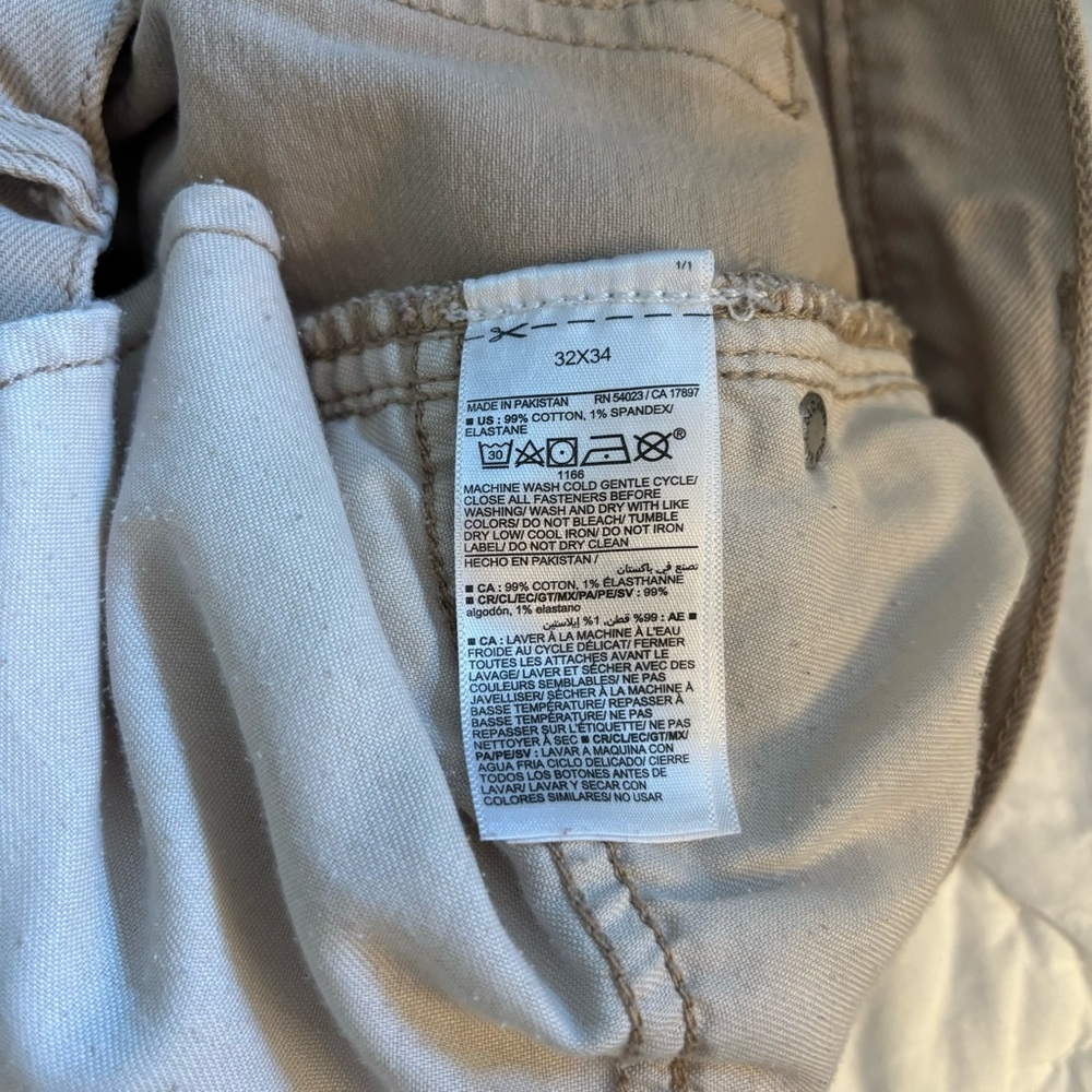 Old Navy Men’s Slim Five 5 Pocket Pants Light Khaki 32x34 Straight Leg Twill - Picture 10 of 10